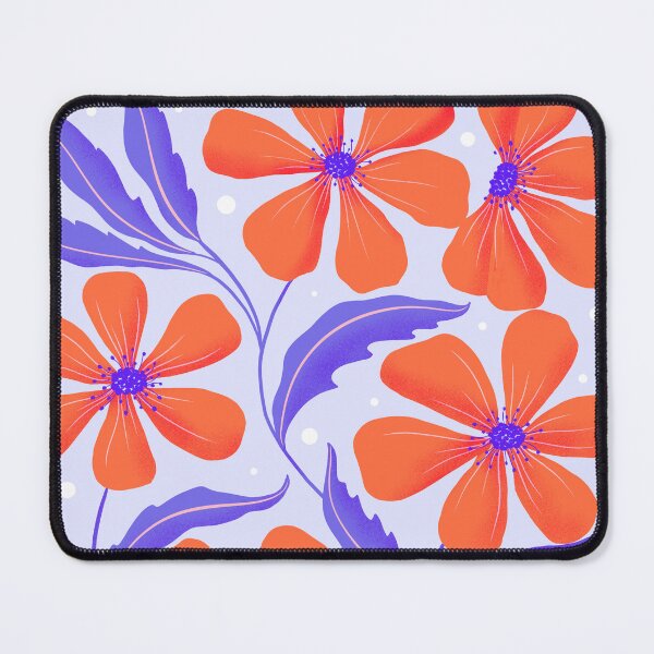 Item preview, Botanical Art. Modern Flowers Dancing. Floral Pattern in Orange and Lilac designed and sold by Sandra Brezina.