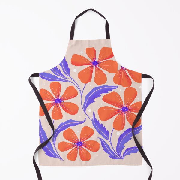 Item preview, Botanical Art. Modern Flowers Dancing. Floral Pattern in Orange and Lilac designed and sold by Sandra Brezina.