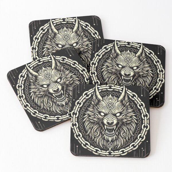 Item preview, Fenrir Chained – The Wolf of Ragnarök | Mythological Viking Symbol designed and sold by RavenRunes.