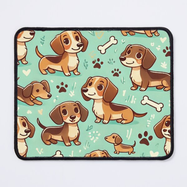 Item preview, Adorable Sausage Dog Cartoon Pattern – Cute Dachshund Design on Mint Green Background designed and sold by HeffDesigns.