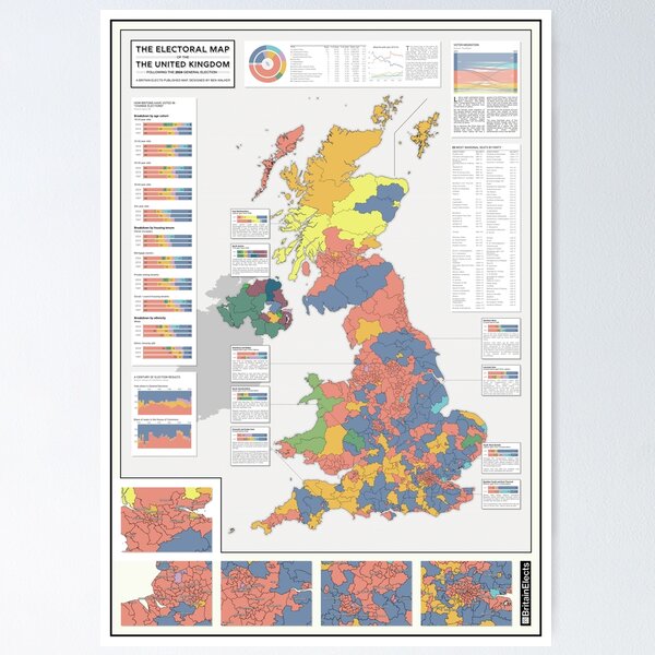 Item preview, 2024 General Election results map designed and sold by BritainElects.