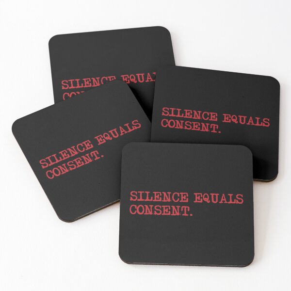Item preview, Silence Equals Consent in red typewriter font with dot designed and sold by deynaaz.