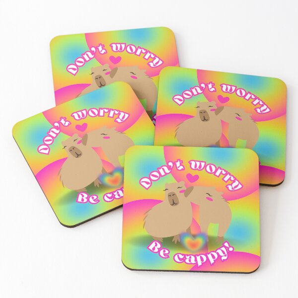 Item preview, Capybara, don't worry be cappy, cute, colorful, animals, rainbow, pink designed and sold by Eternity Eventually.