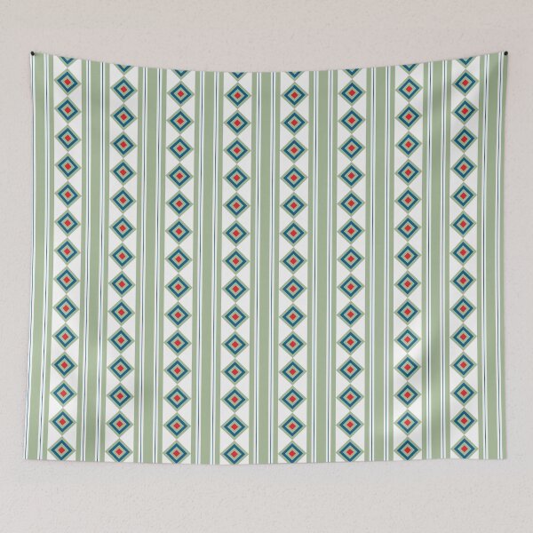 Item preview, Minimalist Stripy Chain of Diamonds Pattern, Green, Blue and Red designed and sold by scome.