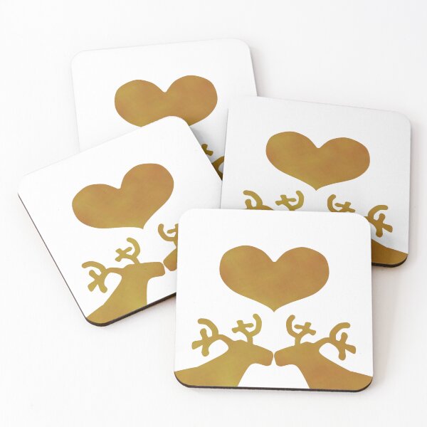 Item preview, Golden Reindeer couple on white designed and sold by CreaTwinkles.