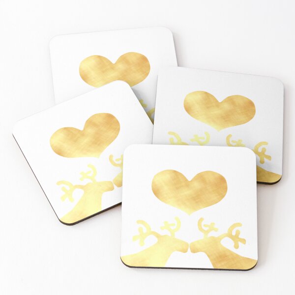 Item preview, Golden Reindeer couple on white designed and sold by CreaTwinkles.