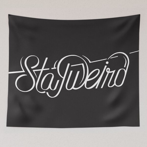 Item preview, Stay Weird Retro Art Style Hand Drawn Text in White designed and sold by Wiggly Lines.