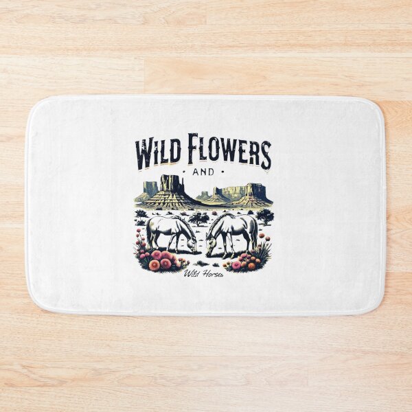 Item preview, Vintage Wild Horses Grazing Amidst Colorful Desert Wildflowers designed and sold by Colorful-Garden.
