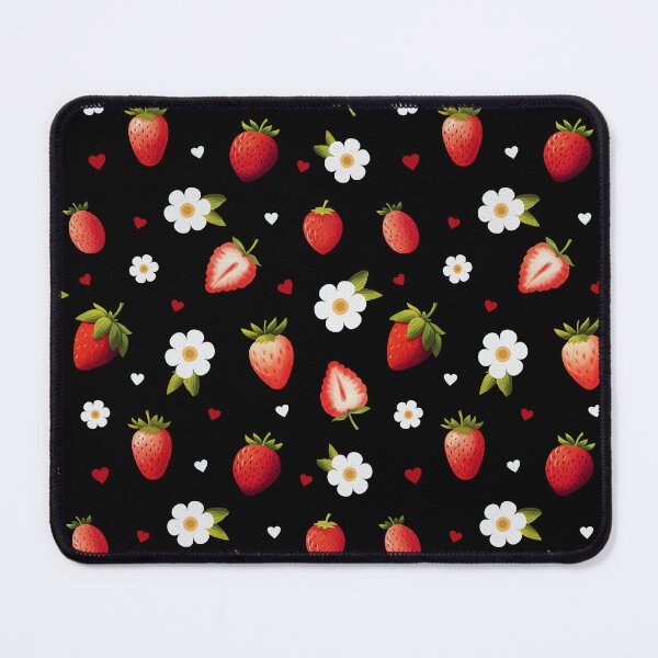 Item preview, Strawberries & Flowers (black) designed and sold by Studio Vickn.