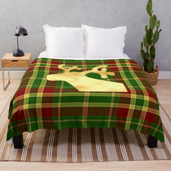 Item preview, Golden Reindeer on gingham green designed and sold by CreaTwinkles.