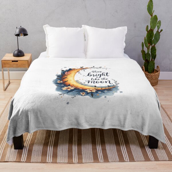 Item preview, Shine Bright Like the Moon Shirt, Crescent Moon and Stars Design, Motivational Moon Quote Tee, Elegant Cursive Typography Shirt designed and sold by Thread-Verse.