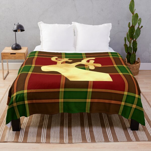 Item preview, Golden Reindeer on gingham green red designed and sold by CreaTwinkles.