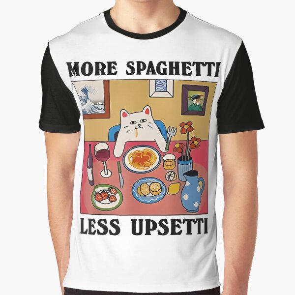 Item preview, More Spaghetti Less Upsetti Funny Cute Cat Saying designed and sold by DreamyNature.