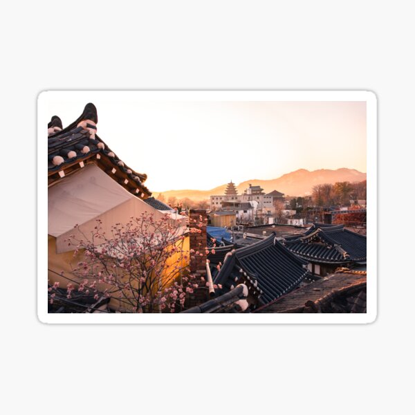 Item preview, Bukchon Hanok Village Rooftops Sunset - Seoul, Korea designed and sold by TRVLR Designs.