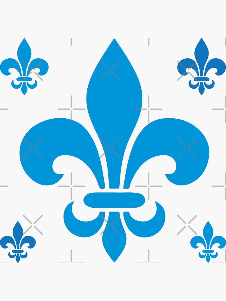 "Quebec France blue fleur de lys modern style PQ Qc Royal french francais on white background