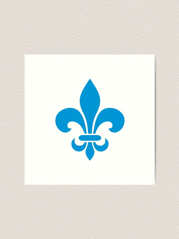 Quebec France blue fleur de lys modern style PQ Qc Royal french francais on  white background