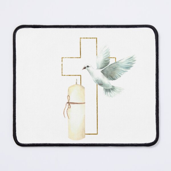 Item preview, Cross with white dove and a church candle. Watercolor illustration for Baptism, communion designed and sold by BartolArt.