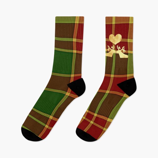 Item preview, Golden Reindeer couple on Gingham red green designed and sold by CreaTwinkles.