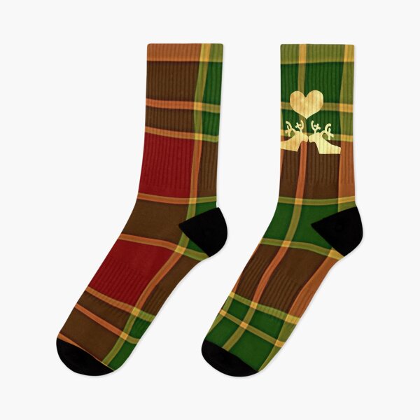 Item preview, Golden Reindeer couple on Gingham green red designed and sold by CreaTwinkles.