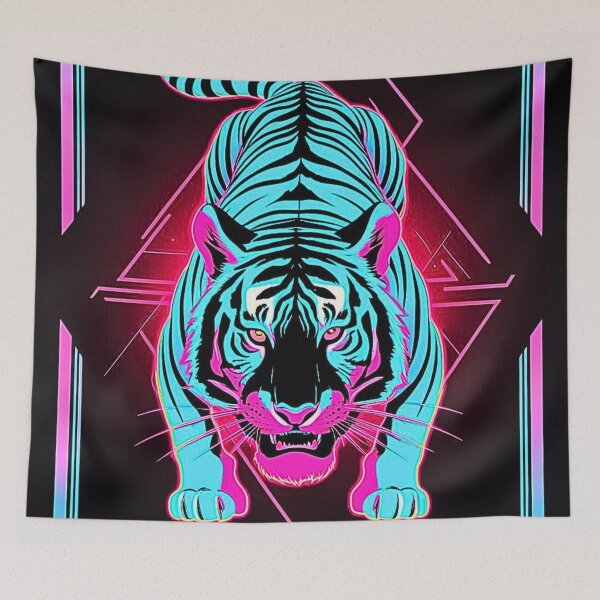 Item preview, Cyberpunk Tiger Camo Electric Blue Neon Pink designed and sold by CamouflageLab.