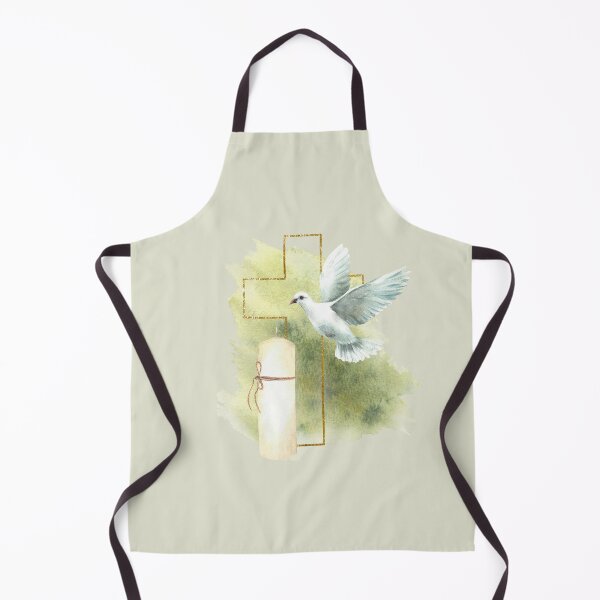 Item preview, Copy of Cross with white dove and a church candle on green Watercolor stain, spot designed and sold by BartolArt.