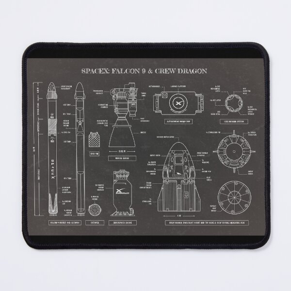 Item preview, SpaceX: Falcon 9 and Crew Dragon (Blackboard) designed and sold by BGALAXY.