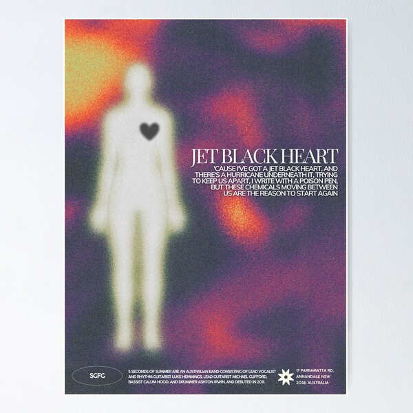 Item preview, Jet Black Heart Lyric Poster designed and sold by smeraldosecrets.