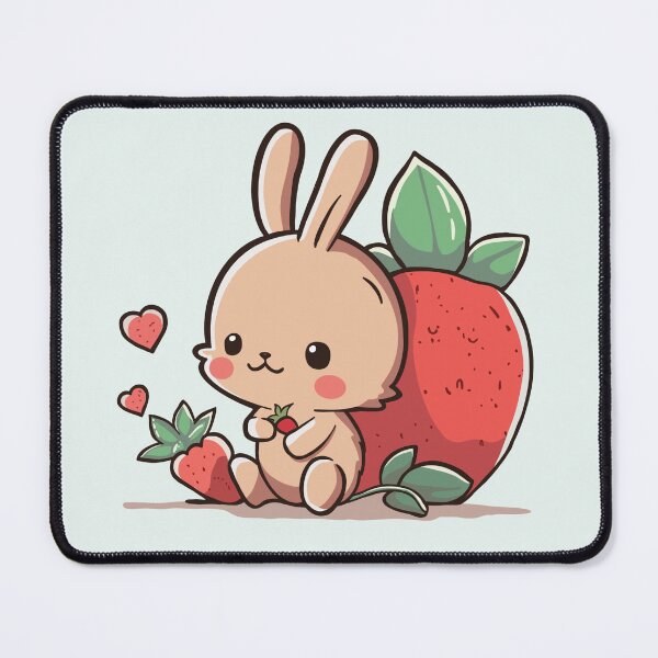 絵画 strawberry & cutie rabbit ur,mouse_pad_small_flatlay,