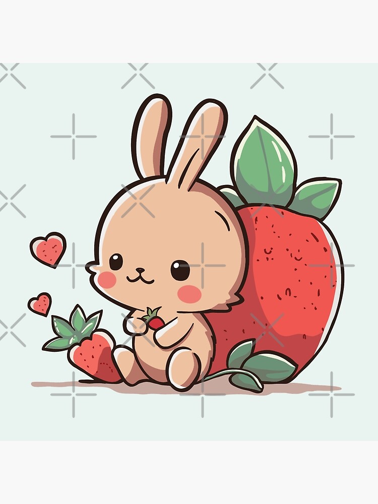 絵画 strawberry & cutie rabbit Cute Bunny And Strawberry