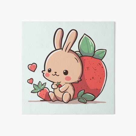 絵画 strawberry & cutie rabbit Bunny Painting and Strawberry Cute Rabbit Wall Art Oil