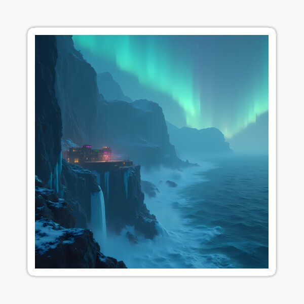 Item preview, Cyberpunk Skellige Outpost – Northern Lights Haven designed and sold by somethingcreative.