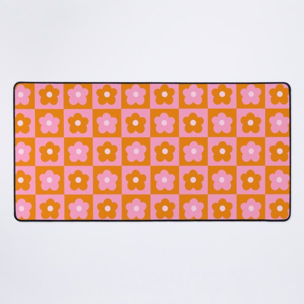 Aperçu de l'œuvre Grille rétro Flower Power en orange et rose créée et vendue par OneThreeSix.