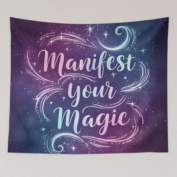 Item preview, Inspirational Cosmic Artwork With Motivational Phrase 'Manifest Your Magic' designed and sold by RUMOOROZ.