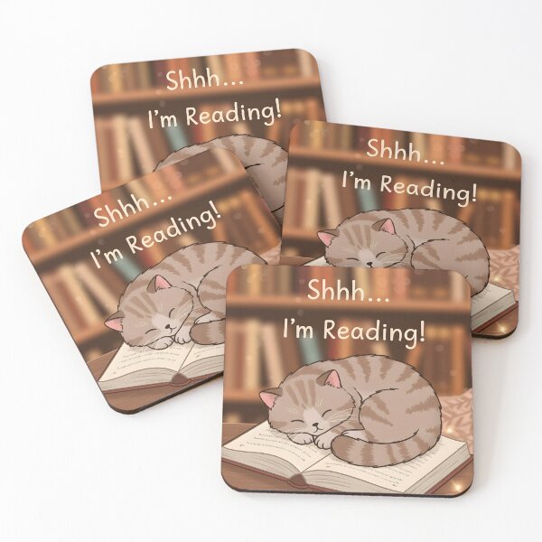 Item preview, Cozy Cat Sleeping on Open Book in a Warm Library Setting designed and sold by RUMOOROZ.