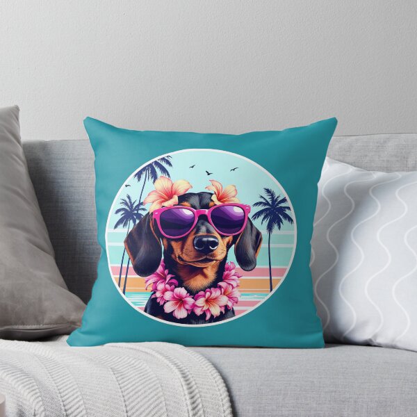 Item preview, Chien Teckel Hawaïen Ambiance Rétro Été designed and sold by Dot1001.
