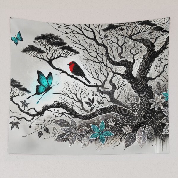Item preview, Inkart floral design with bird butterflies and nature elements designed and sold by SanJo2000.