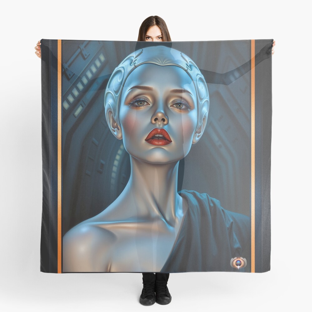 The Futuristic Beauty Aurelia Lysandra, A Sculpted Vision of Timeless Elegance Enchanting AI Concept Art by Xzendor7 Decorative Art Print Ladies Scarf