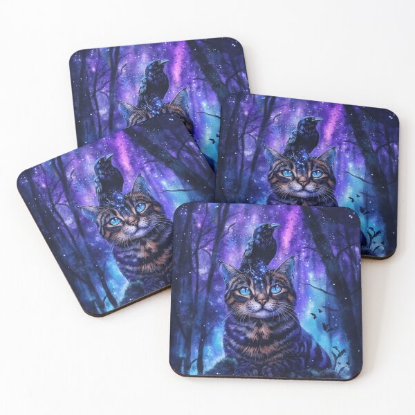 Item preview, Bengal cat with a raven on his head designed and sold by Nocturne  Paws.