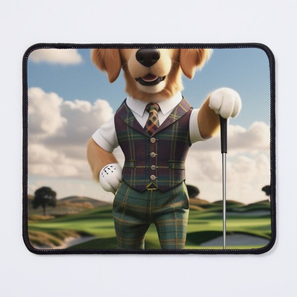 Item preview, The Distinguished Golfer - Golden Retriever Dog in Tweed Suit Art designed and sold by Animals Wearing Glasses.