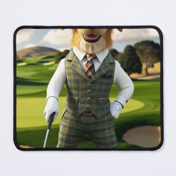 Item preview, The Distinguished Golfer - Golden Retriever Dog in Tweed Suit Art designed and sold by Animals Wearing Glasses.