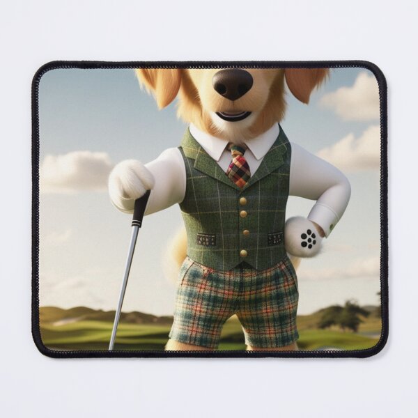 Item preview, The Distinguished Golfer - Golden Retriever Dog in Tweed Suit Art designed and sold by Animals Wearing Glasses.