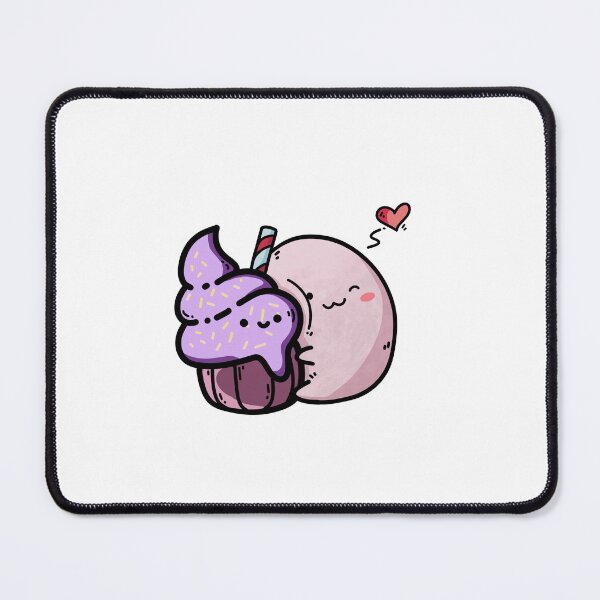 Item preview, Mochi and Cupcake Love designed and sold by Cute & Funny Hand-Drawn Prints | Happy Doodle Friends Shop.
