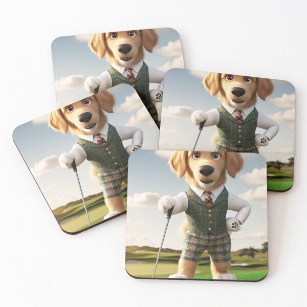 Item preview, The Distinguished Golfer - Golden Retriever Dog in Tweed Suit Art designed and sold by Animals Wearing Glasses.