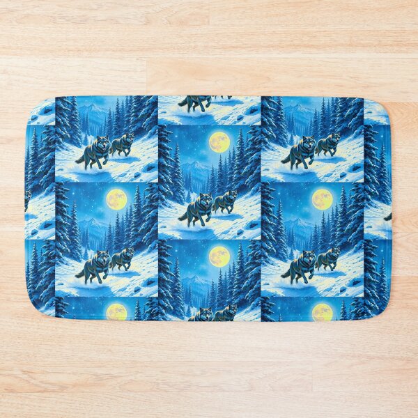 Item preview, Wolves running through the forest in winter designed and sold by Dogandesighn.