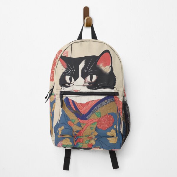 Item preview, Whimsical Ukiyo-e Cat in Traditional Kimono designed and sold by store-wasabi.