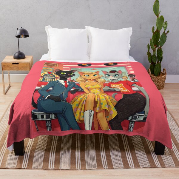 Item preview, Mid Century Teenage Cats in a Diner designed and sold by Marymarice.