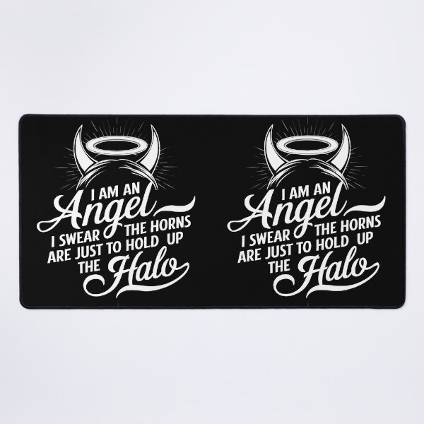 Item preview, I Am An Angel, The Horns Hold Up My Halo designed and sold by PlanetMarker.