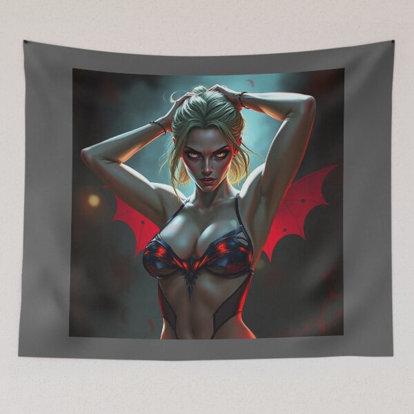 Item preview, Sexy Vampire demon fantasy punk horror Girl illustration designed and sold by Vintage Designs +.