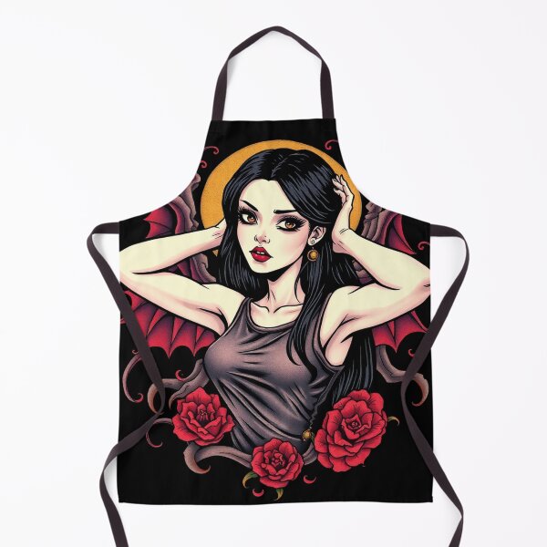 Item preview, Cute Gothic Goth Vampire Horror Girl Tattoo style illustration with demons designed and sold by Vintage Designs +.