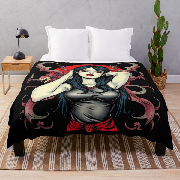 Item preview,  Cute Gothic Goth Vampire Horror Girl Tattoo style illustration with demons designed and sold by Vintage Designs +.